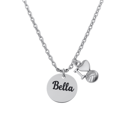 Engraved Volleyball Charm Necklace
