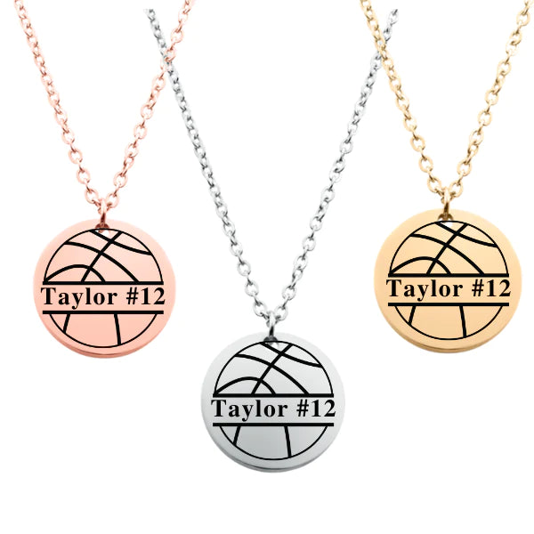 Engraved Basketball Necklace