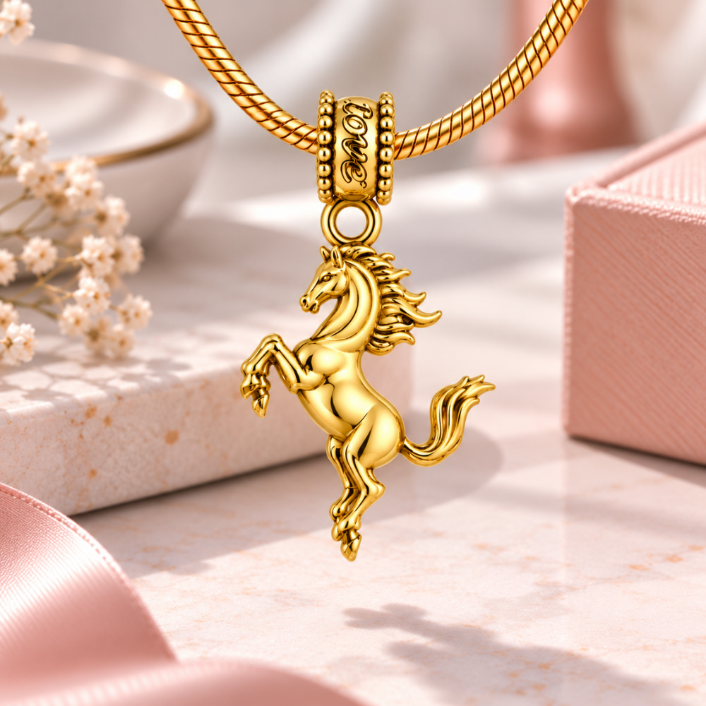 Equestrian Charm Bead - Gold