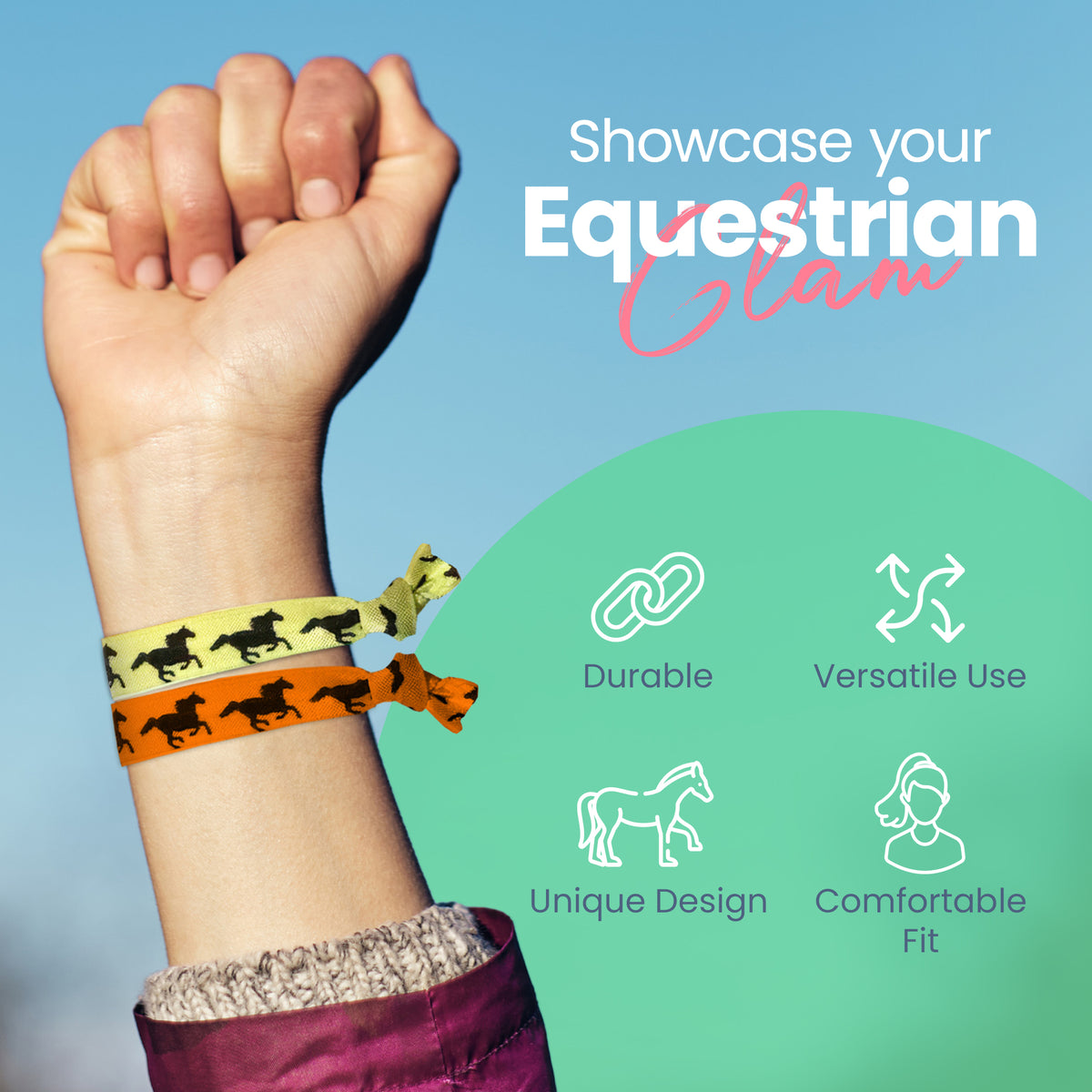 girls equestrian horse hair ties