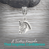 Equestrian horse head bead charm presented on gift-ready card for riders and horse lovers