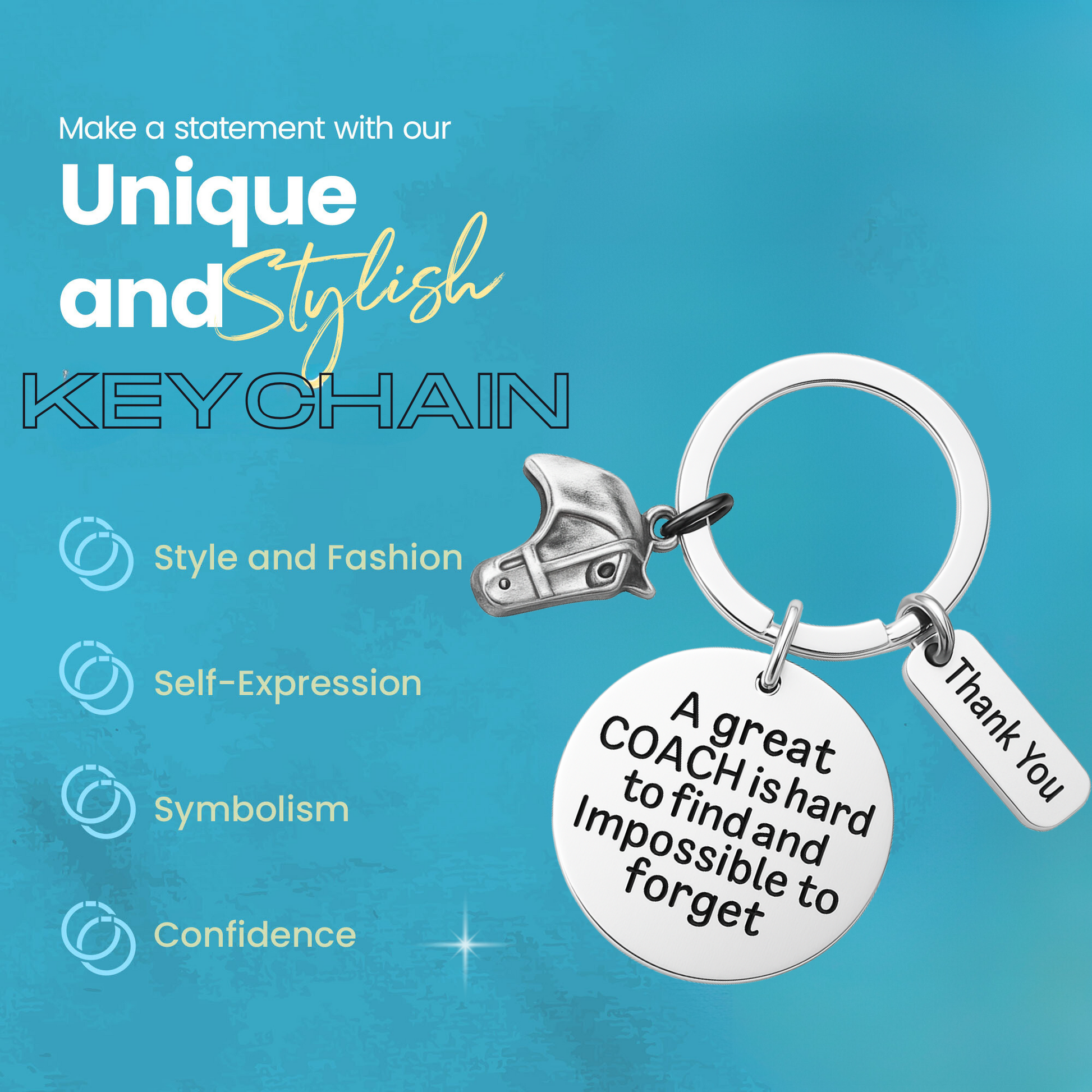 Equestrian coach keychain with icons for durable, stylish, and meaningful horse riding instructor gift