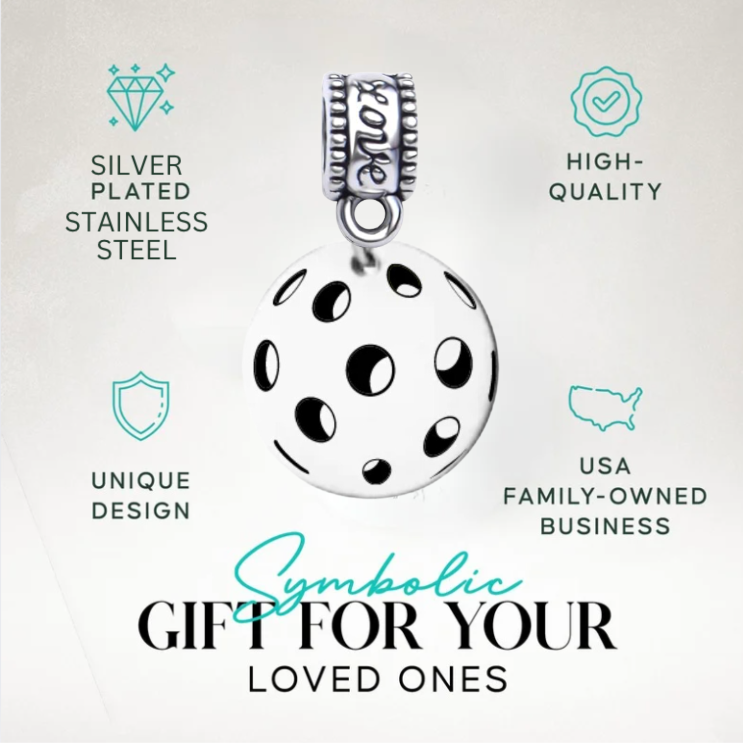 Pickleball Charm Bead - Pick Style
