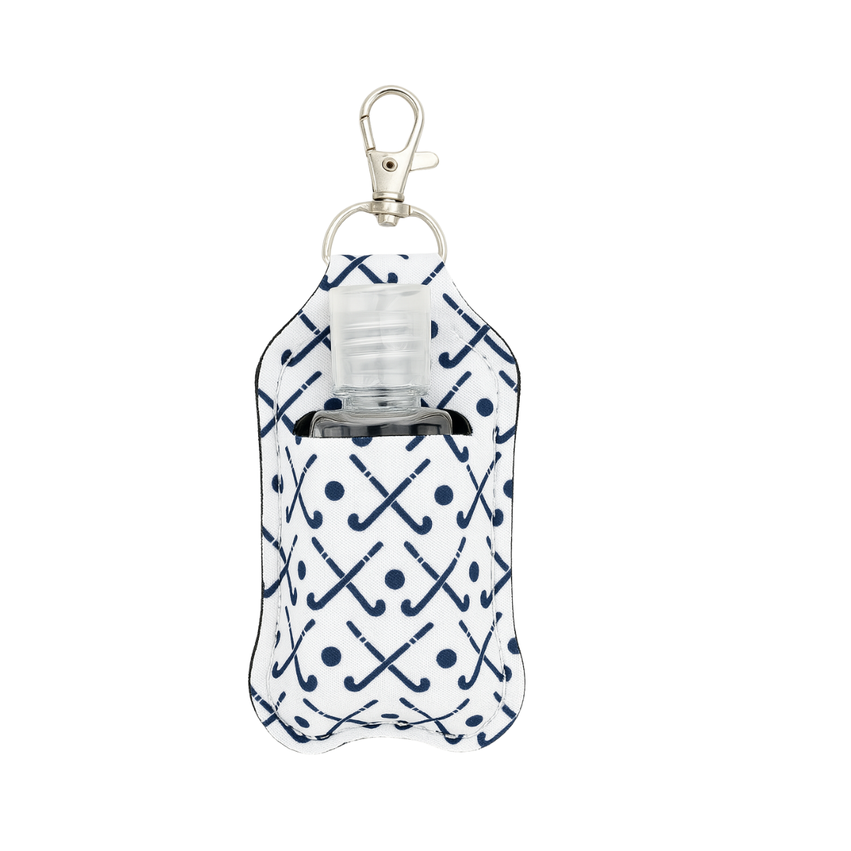 Field Hockey Hand Sanitizer Holder Clip On Keychain