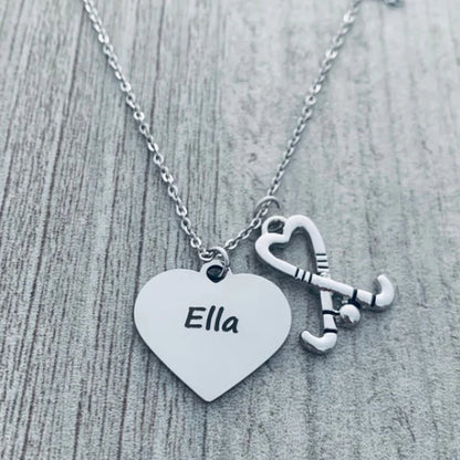 Engraved Personalized Field Hockey Necklace