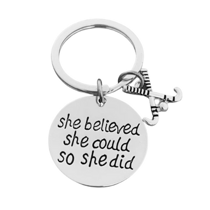 Field Hockey Keychain -She Believed She Could So She Did