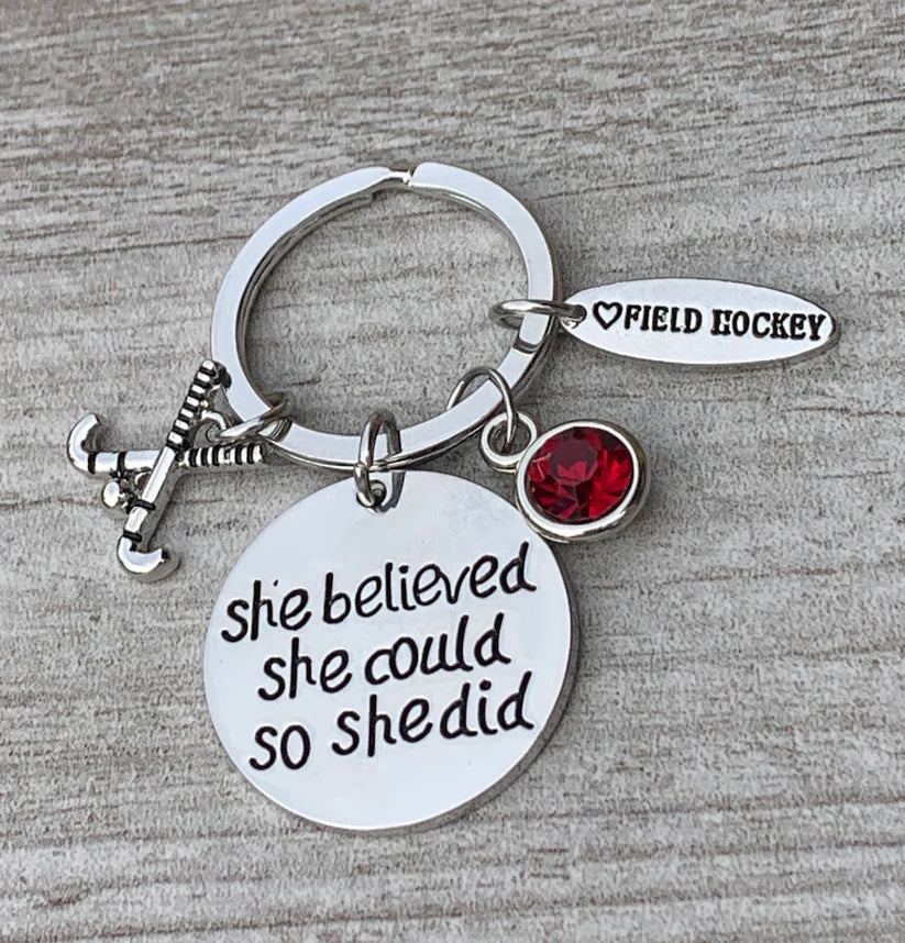 Field Hockey She Believed She Could So She Keychain
