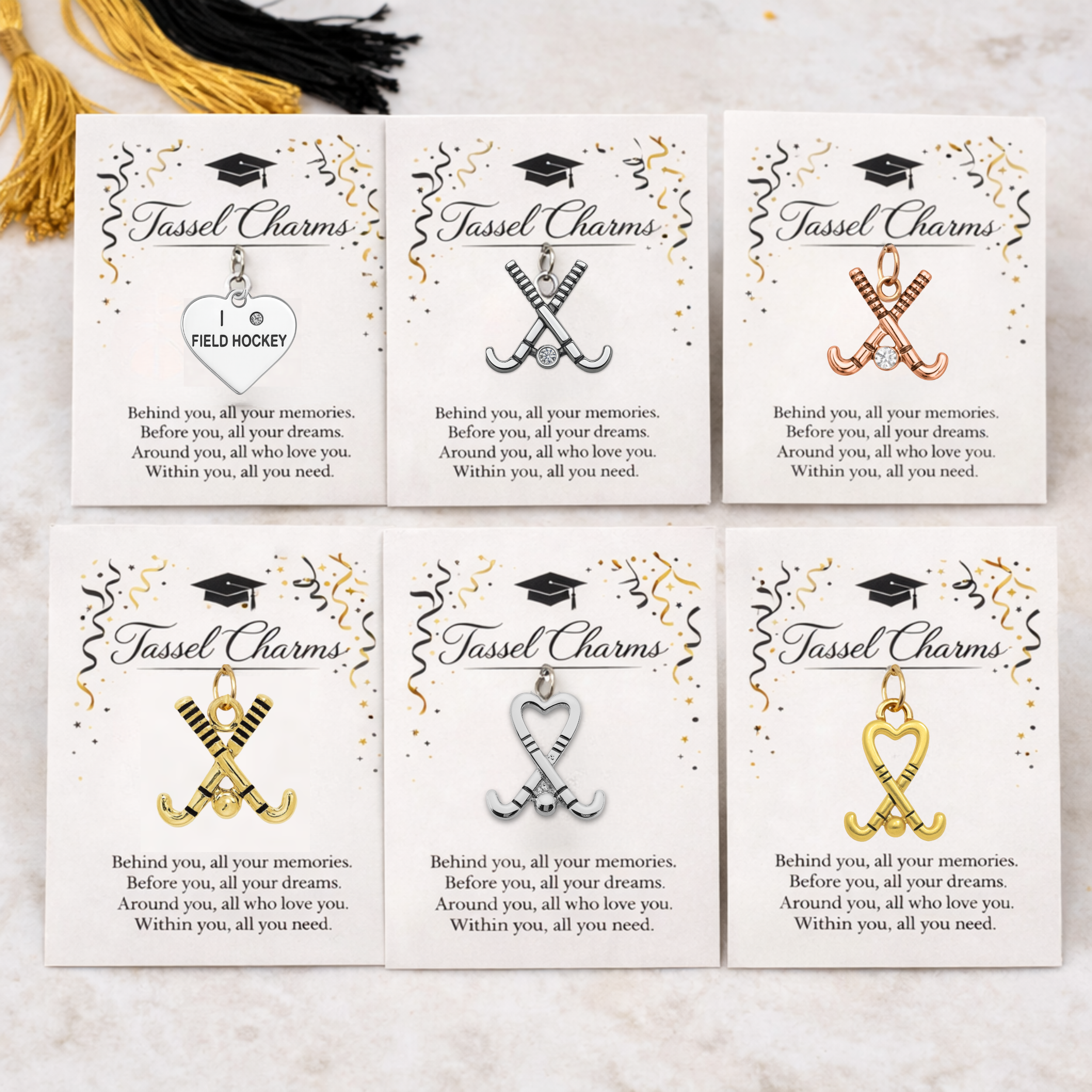 Field Hockey Graduation Tassel Charm