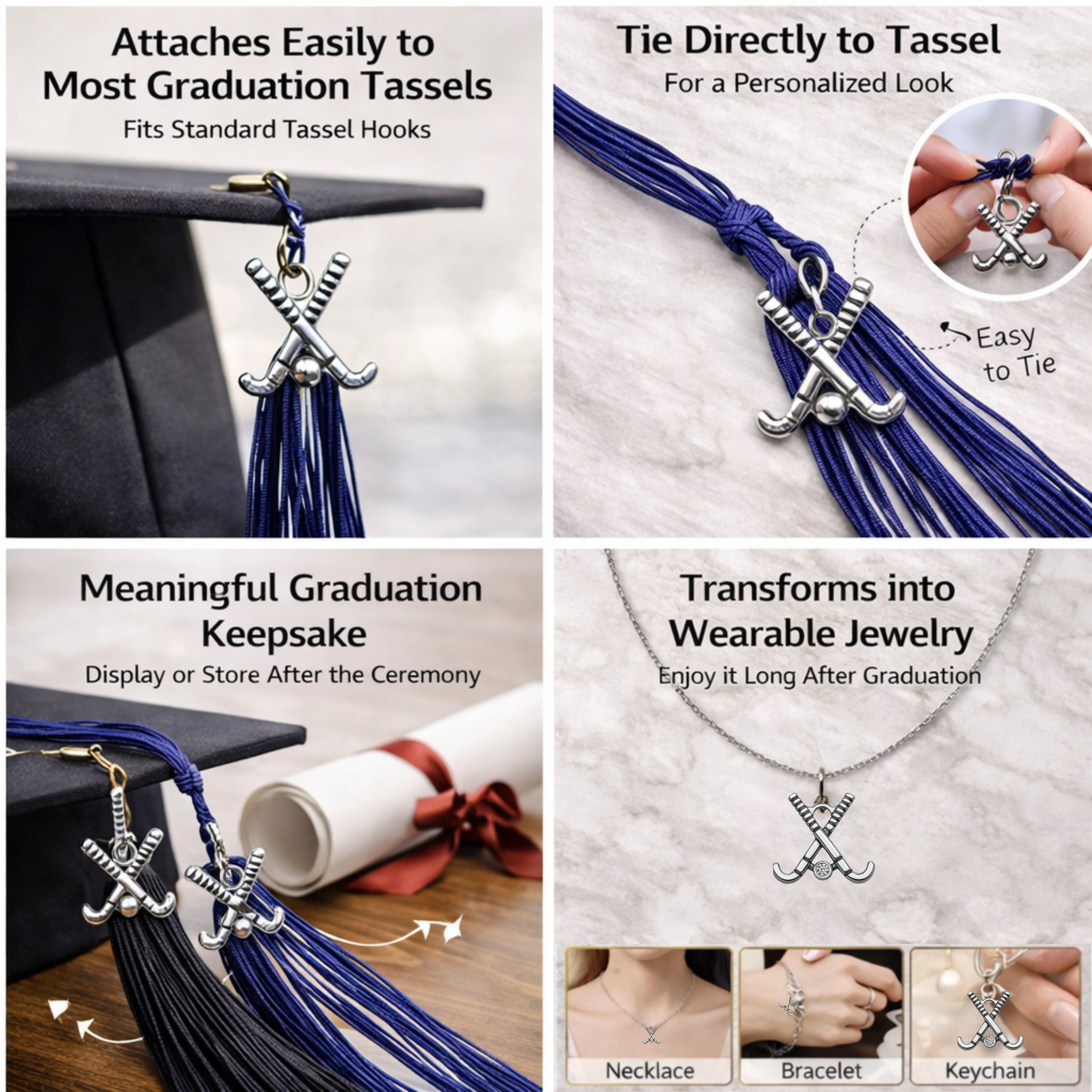 Field Hockey Graduation Tassel Charm