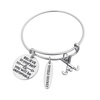Silver adjustable field hockey bangle bracelet with Believe in Yourself and You Will Be Unstoppable charms