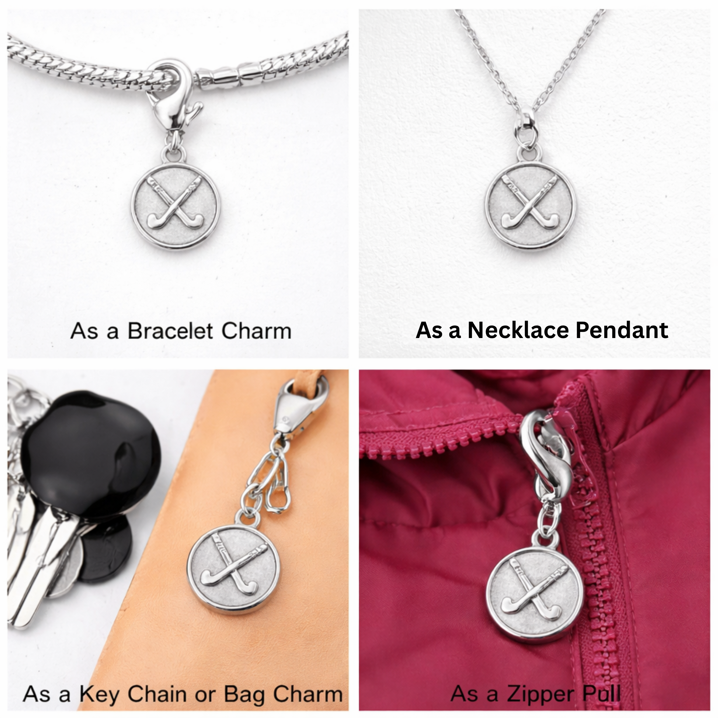Field Hockey Clip On Zipper Pull