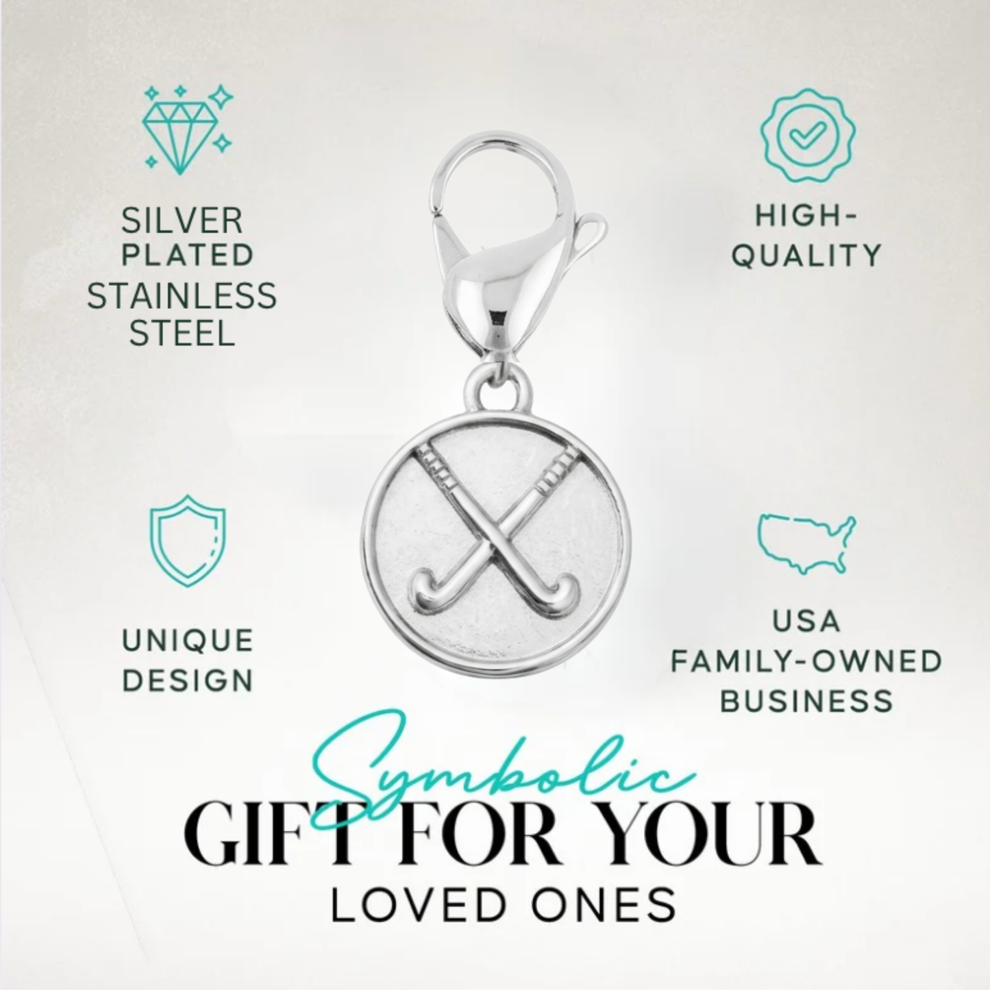 Field Hockey Round Clip On Zipper Pull
