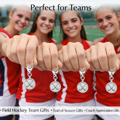 Field Hockey Round Clip On Zipper Pull