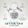 Field hockey coach appreciation keychain with engraved quote and charms shown with gift idea text