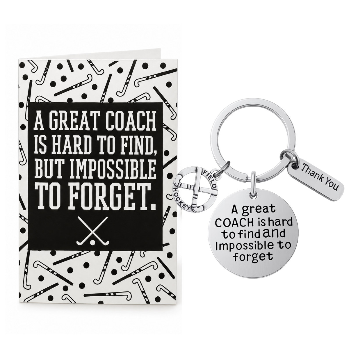 Field Hockey Coach Keychain & Card Gift Set - Pick Charm