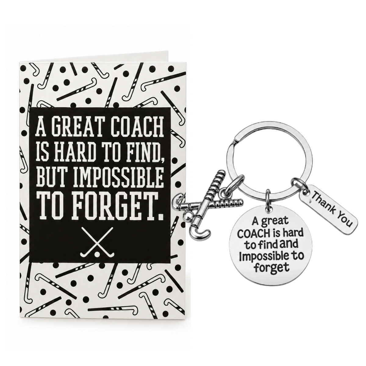 Field Hockey Coach Keychain & Card Gift Set - Pick Charm