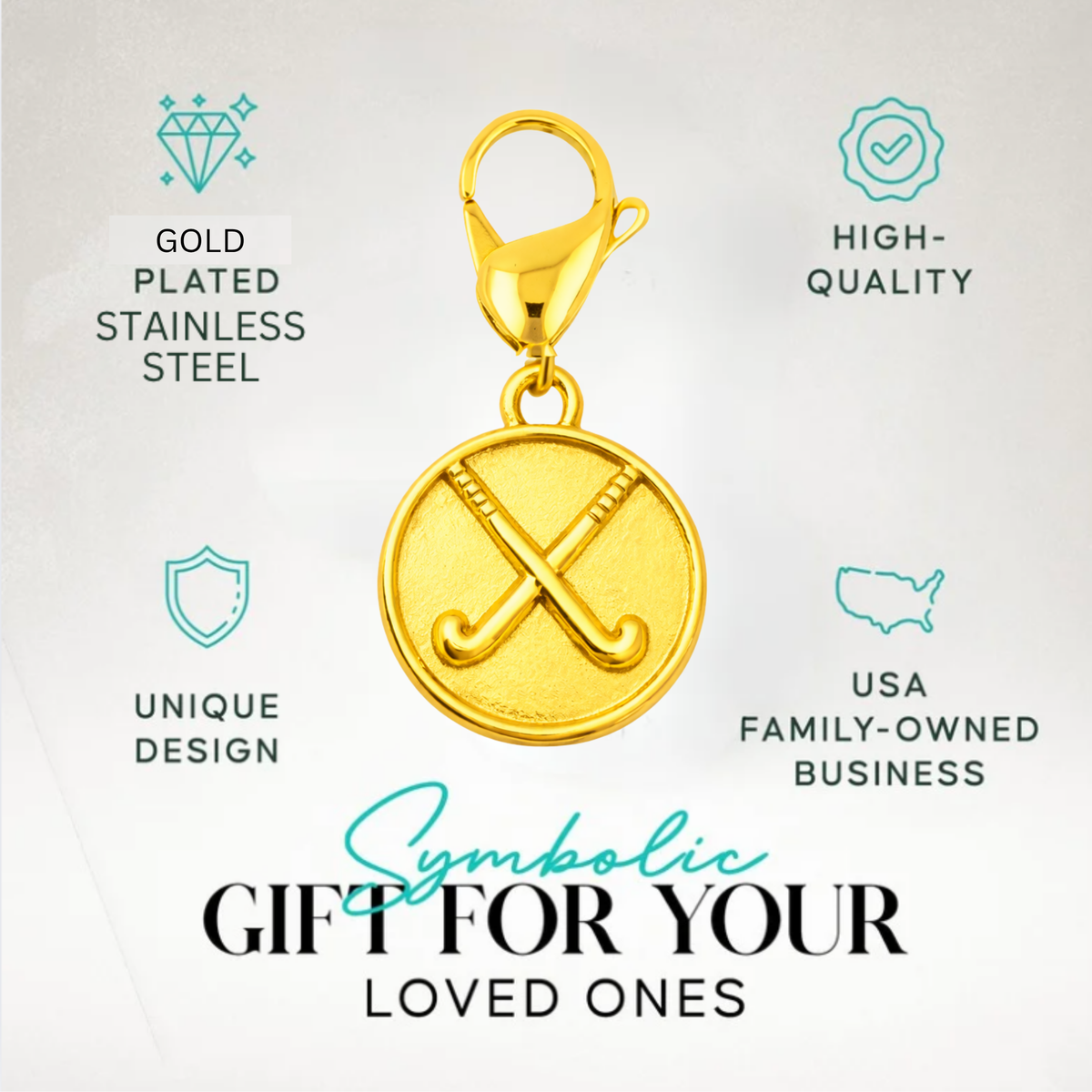 Field Hockey Round Clip On Zipper Pull