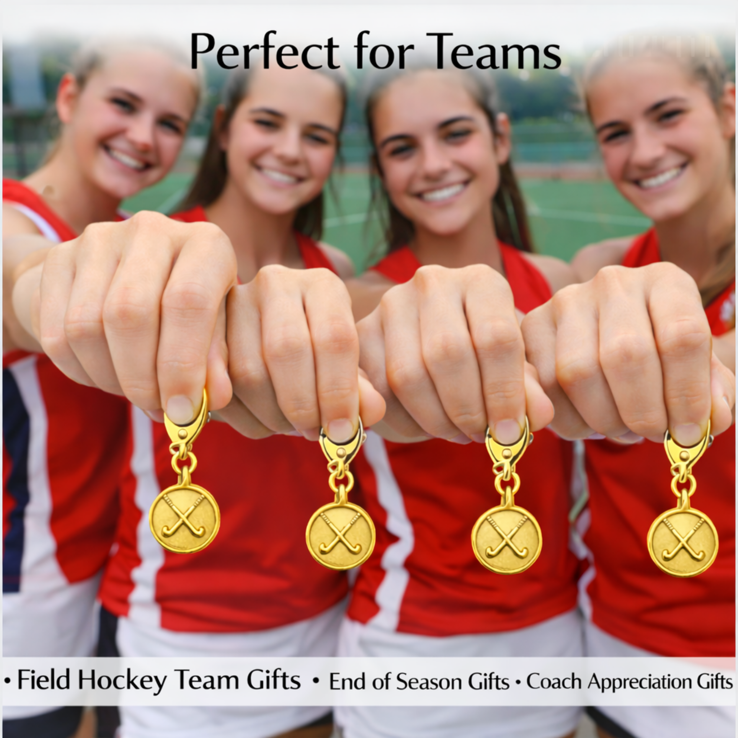 Field Hockey Round Clip On Zipper Pull