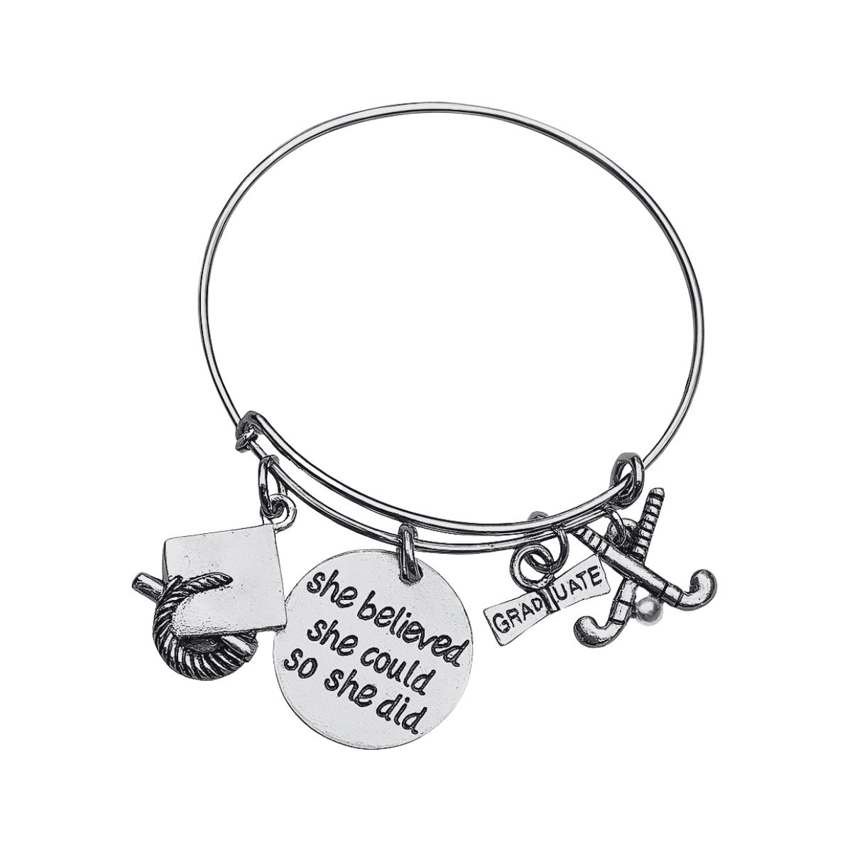 Field Hockey Graduation Bracelet - She Believed She Could