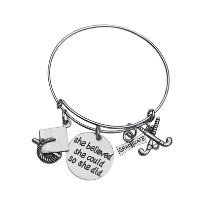 Field Hockey Graduation Bracelet - She Believed She Could