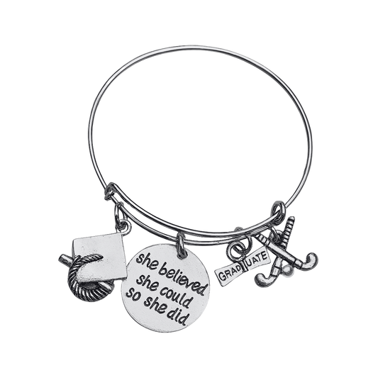 Field Hockey Graduation Bracelet - She Believed She Could
