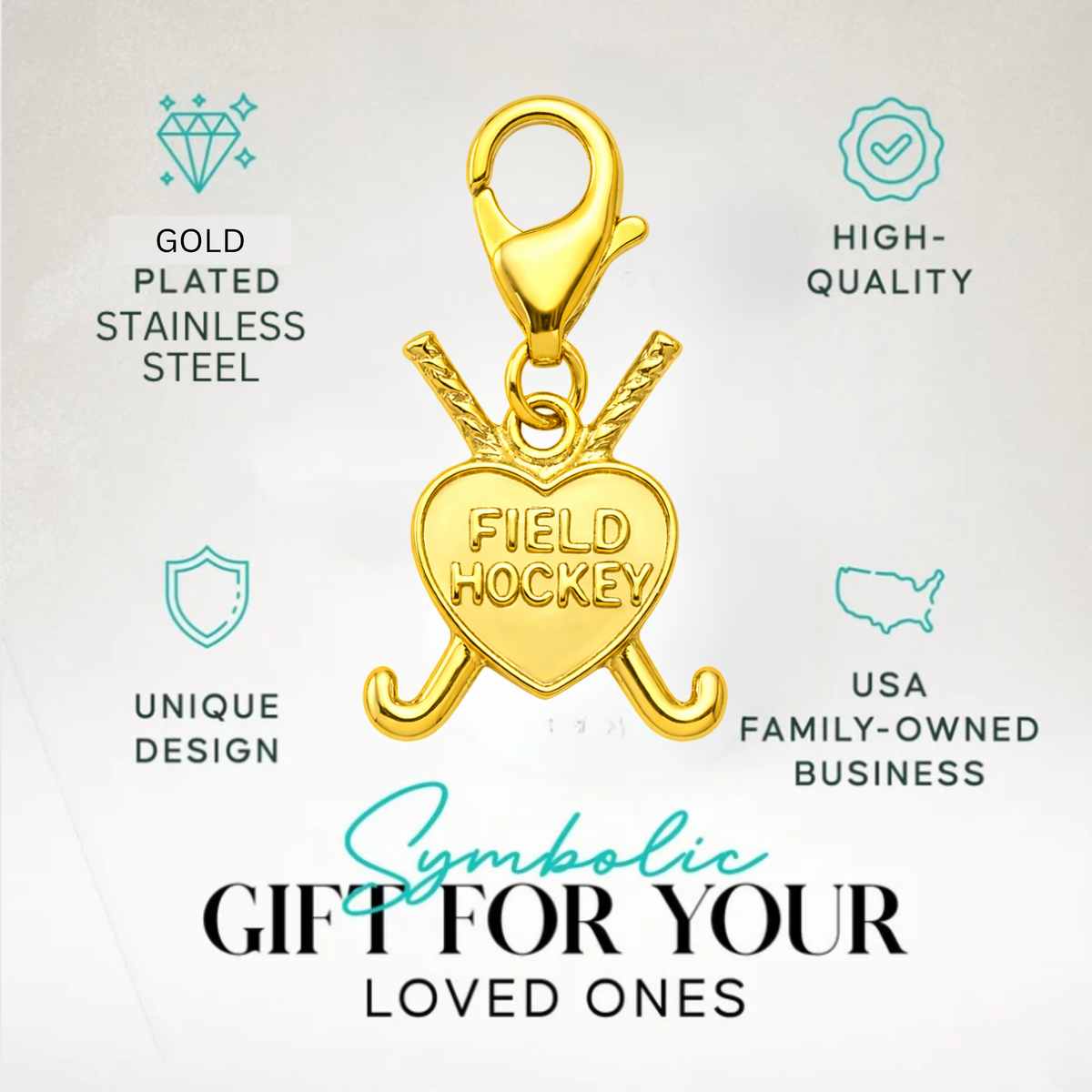 Field Hockey Heart Clip On Zipper Pull