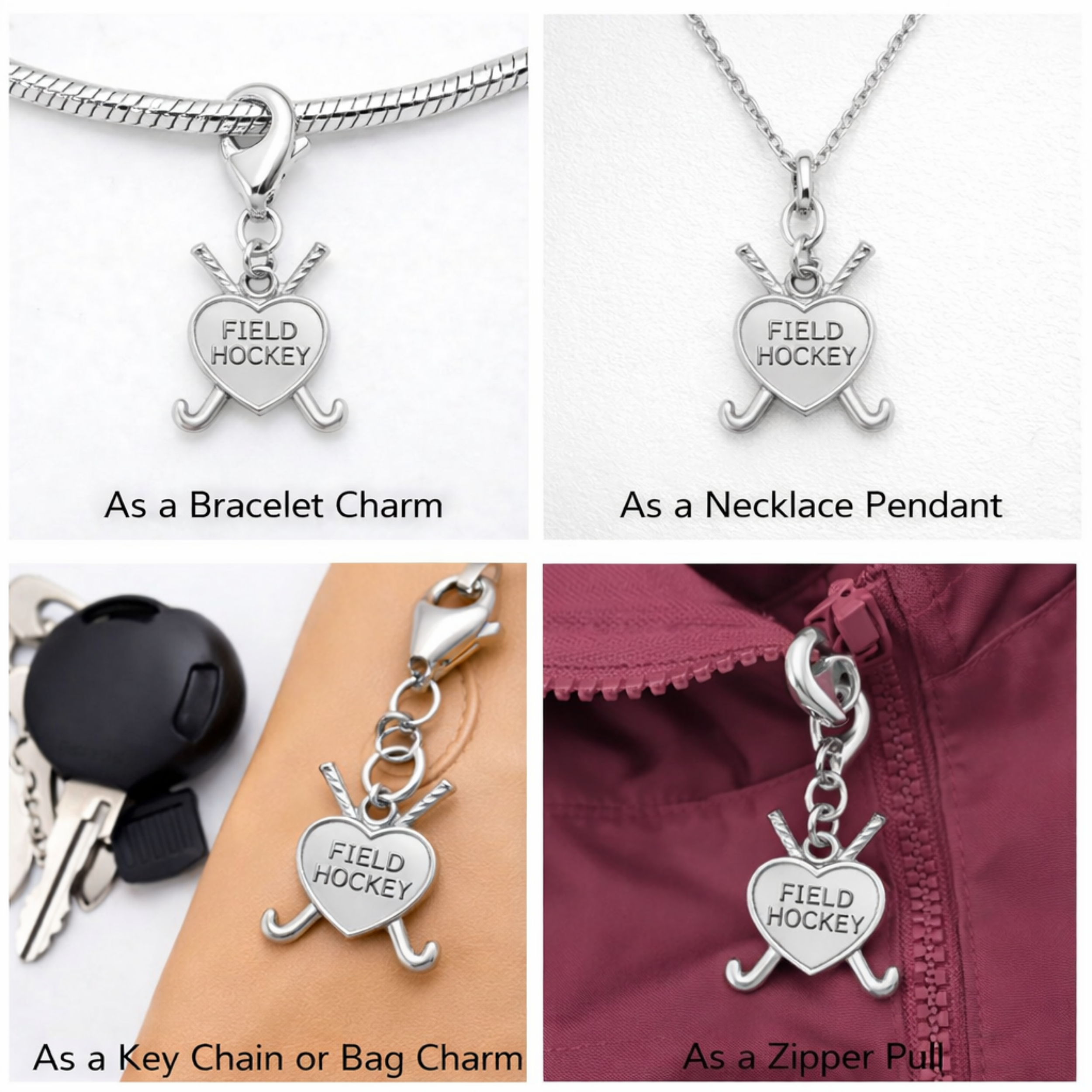 Field Hockey Clip On Zipper Pull