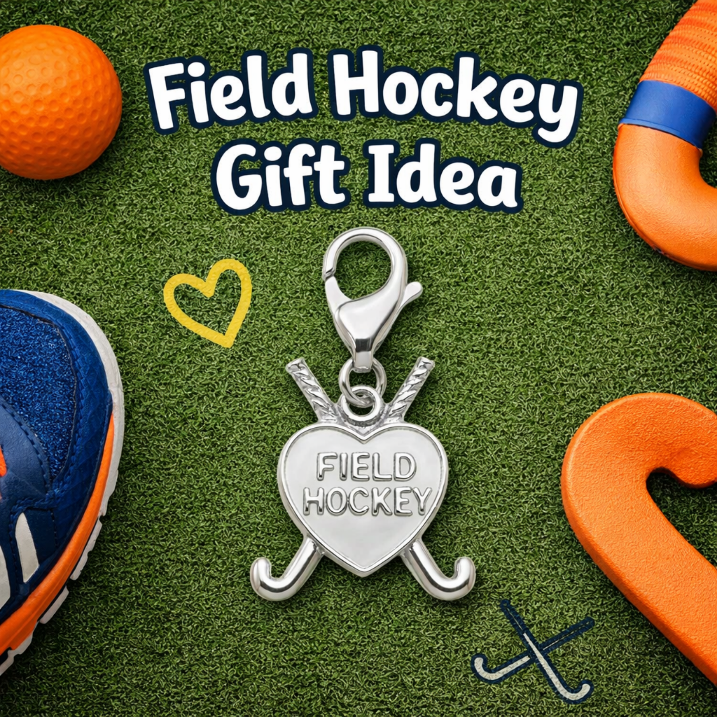 Field Hockey Heart Clip On Zipper Pull