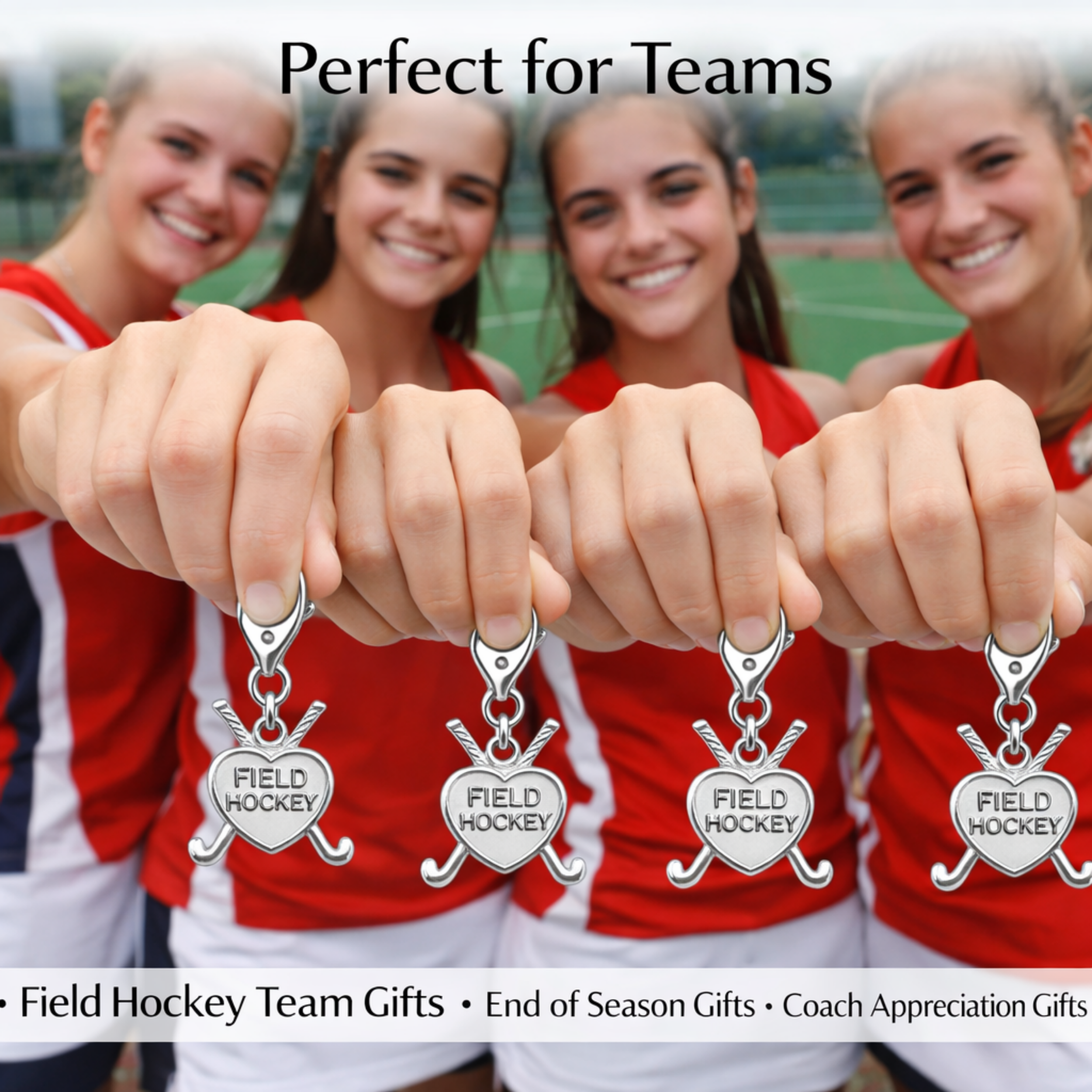 Field Hockey Heart Clip On Zipper Pull