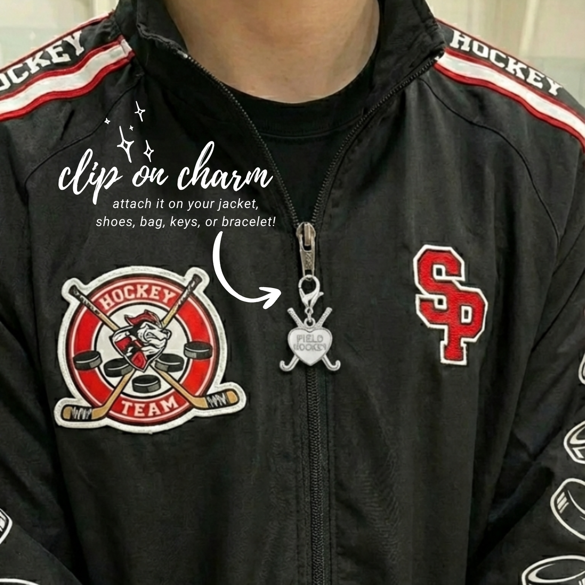 Field Hockey Heart Clip On Zipper Pull