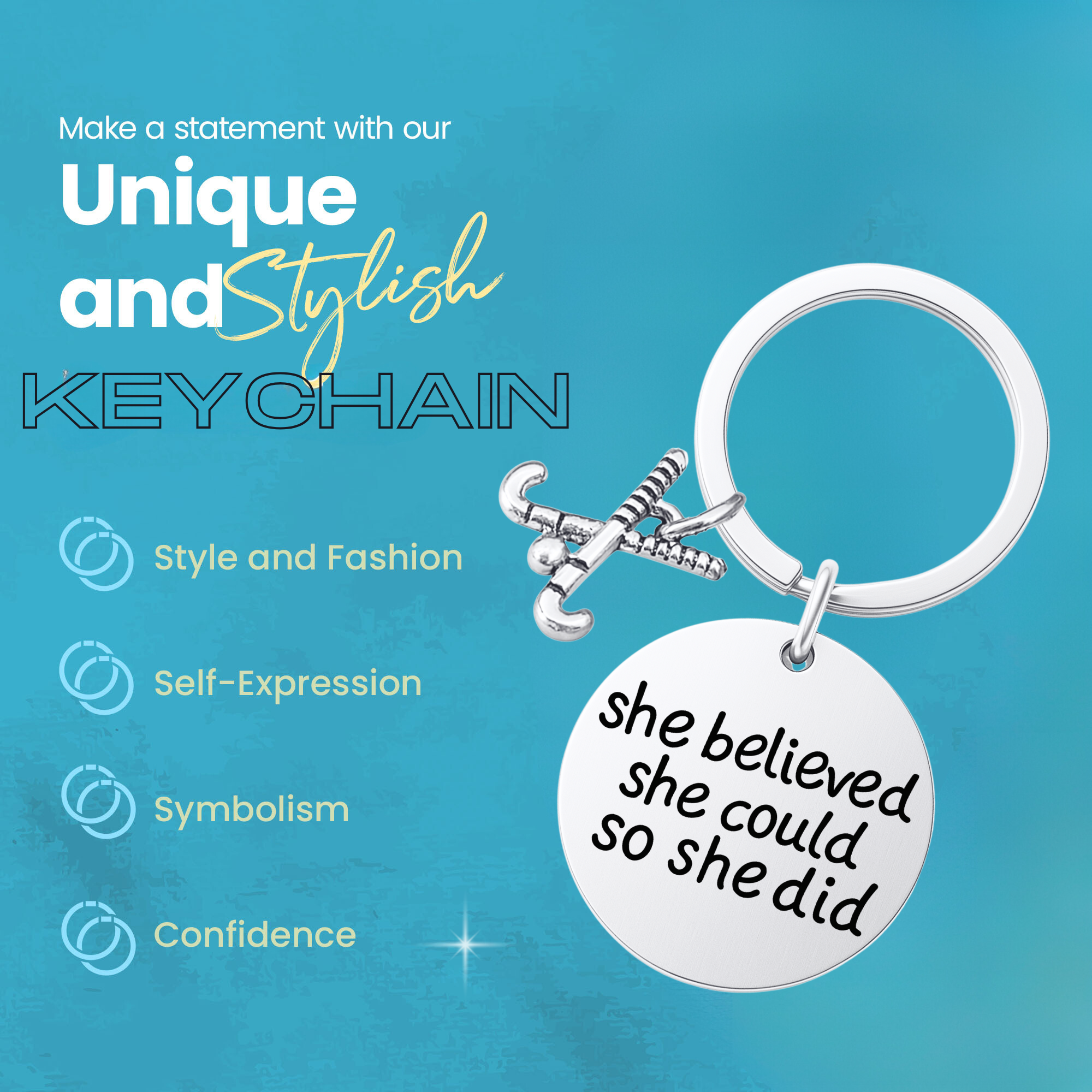 Field Hockey Keychain -She Believed She Could So She Did