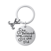 Inspirational field hockey keychain with motivational She Believed She Could So She Did engraving