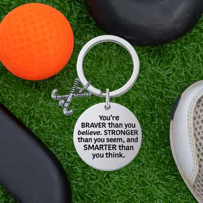 Field Hockey Keychain - You’re Braver than You Believe
