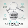 Field hockey keychain with engraved motivational quote shown with gift idea text