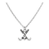 Silver field hockey sticks necklace with stainless steel chain – sporty gift for girls, teens, and coaches