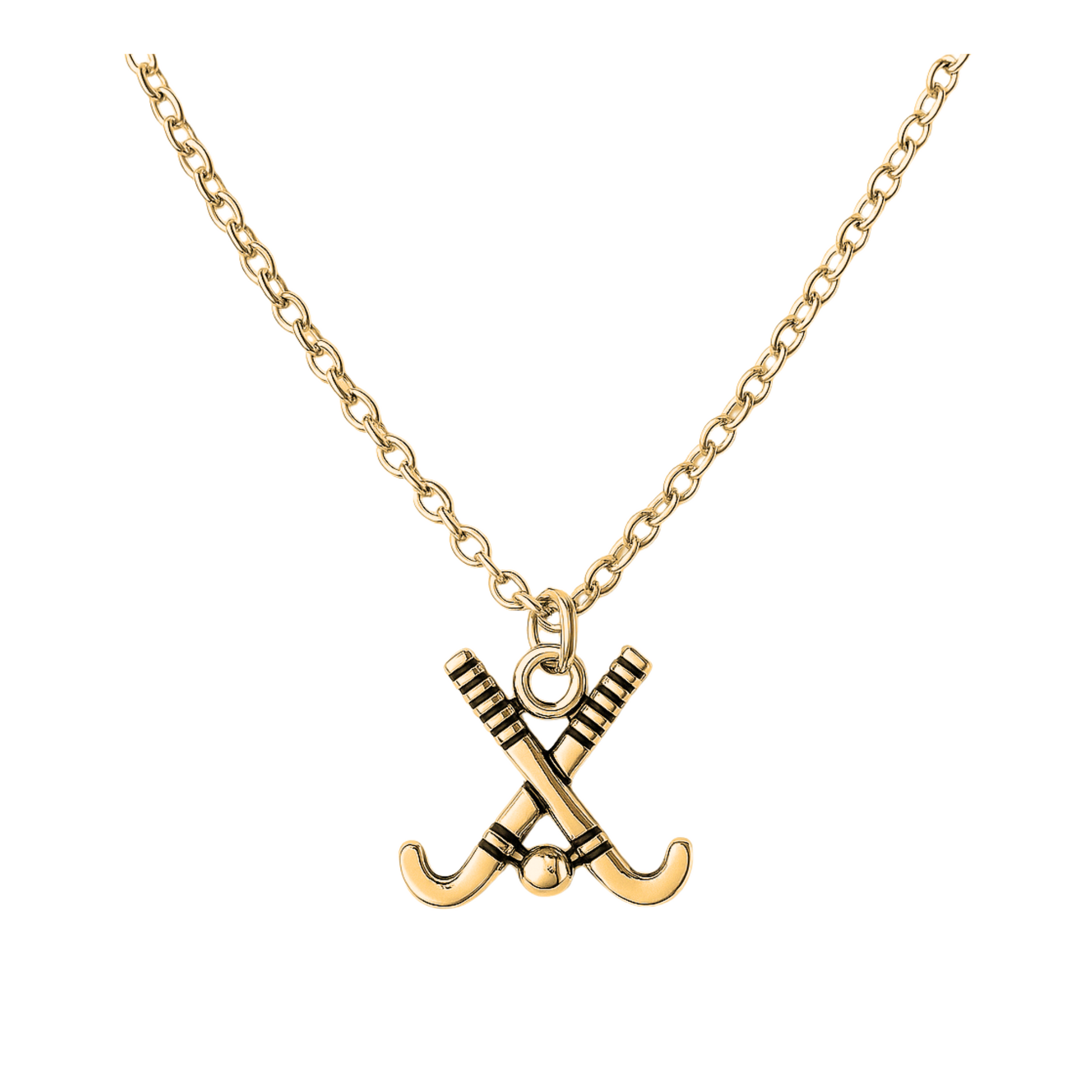 gold field hockey charm necklace with lobster clasp – jewelry gift for teen athletes and sports lovers