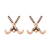 Rose gold field hockey stick stud earrings for girls, teens, and women