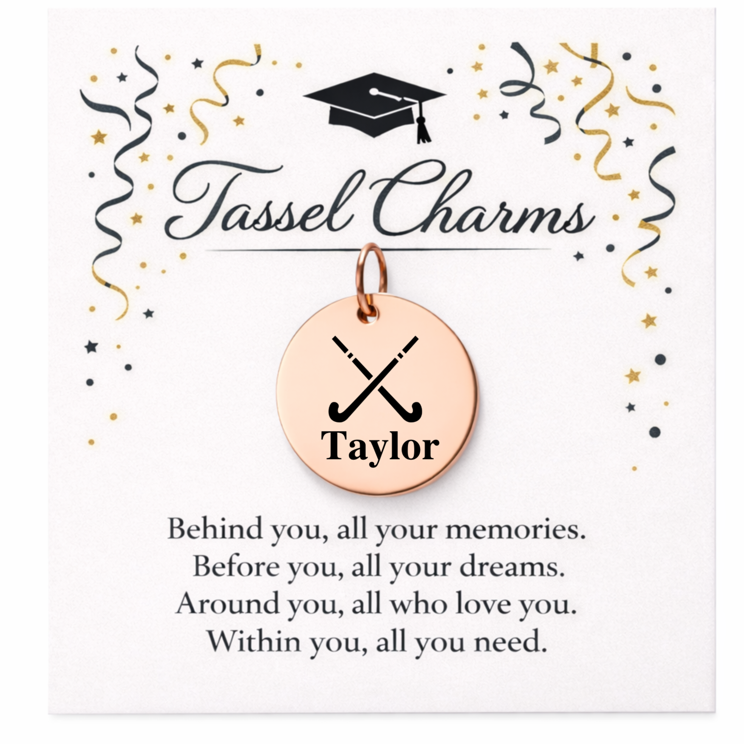 Field Hockey Engraved Tassel Charm