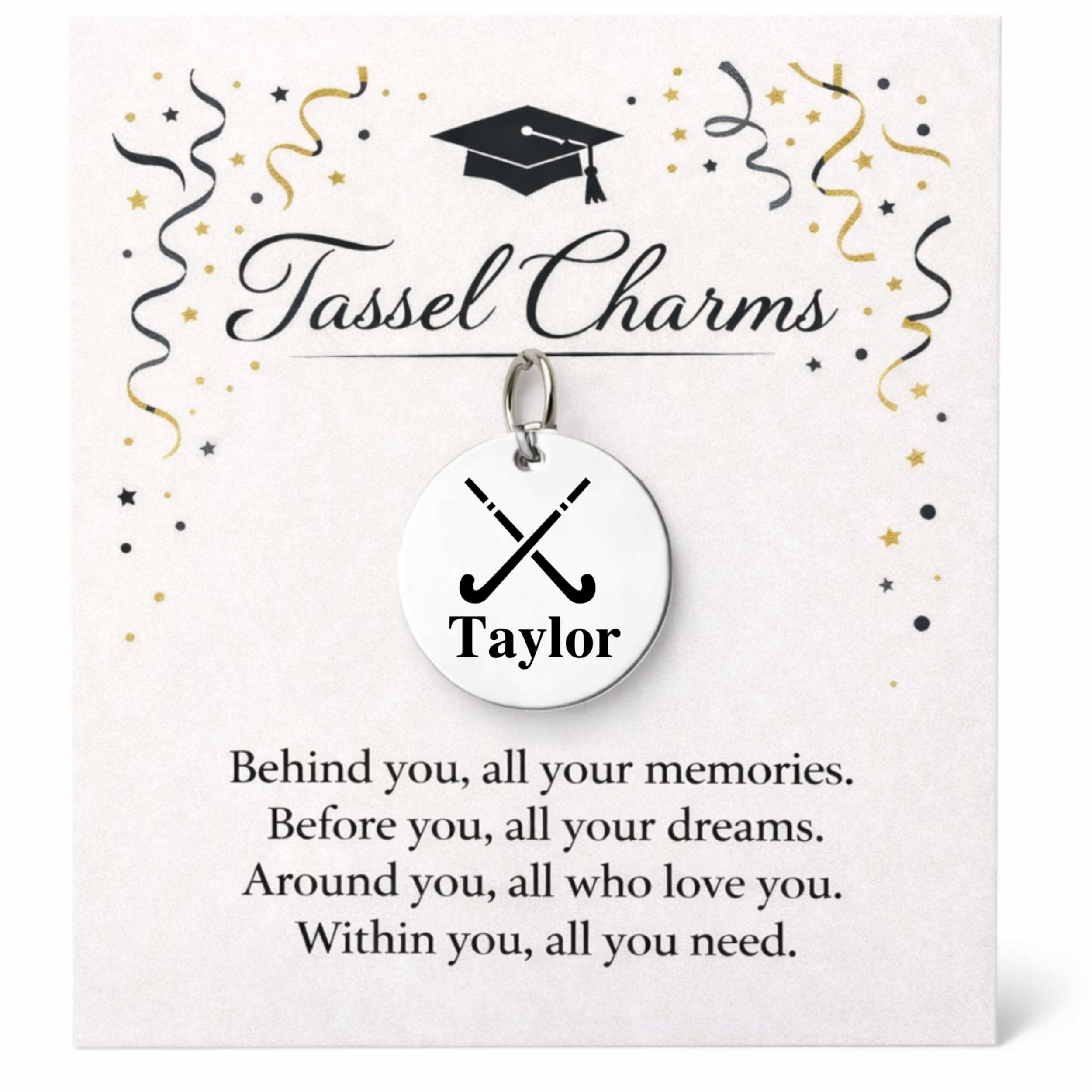 Field Hockey Engraved Tassel Charm
