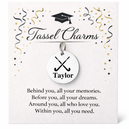 Field Hockey Engraved Tassel Charm