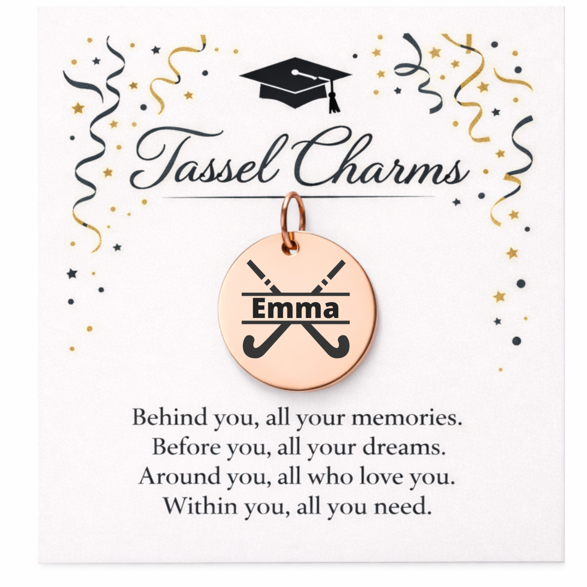 Field Hockey Engraved Tassel Charm
