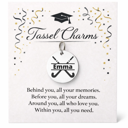 Field Hockey Engraved Tassel Charm