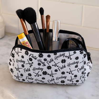 Field Hockey Black Cosmetic Bag