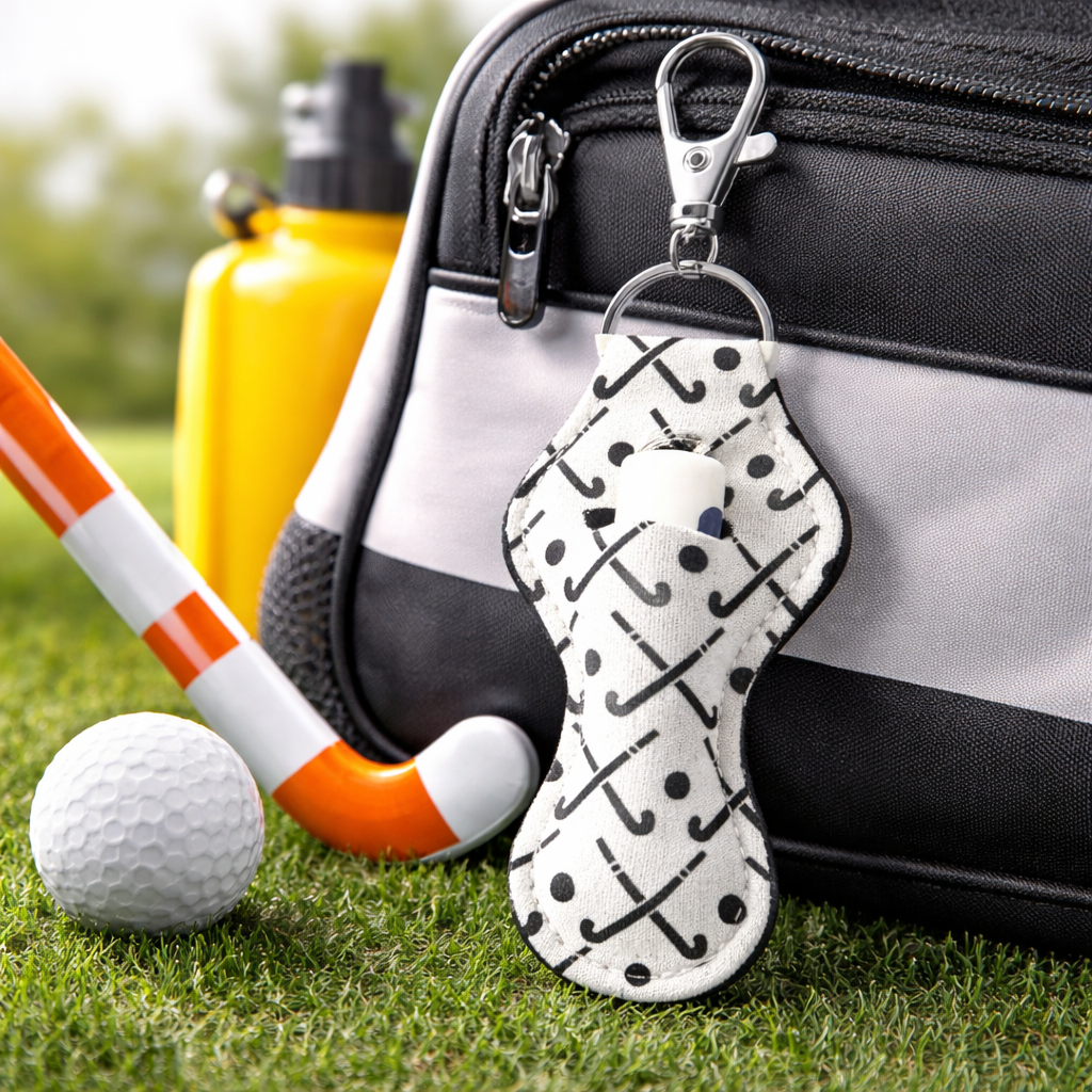 Field Hockey Chapstick Holder Keychain