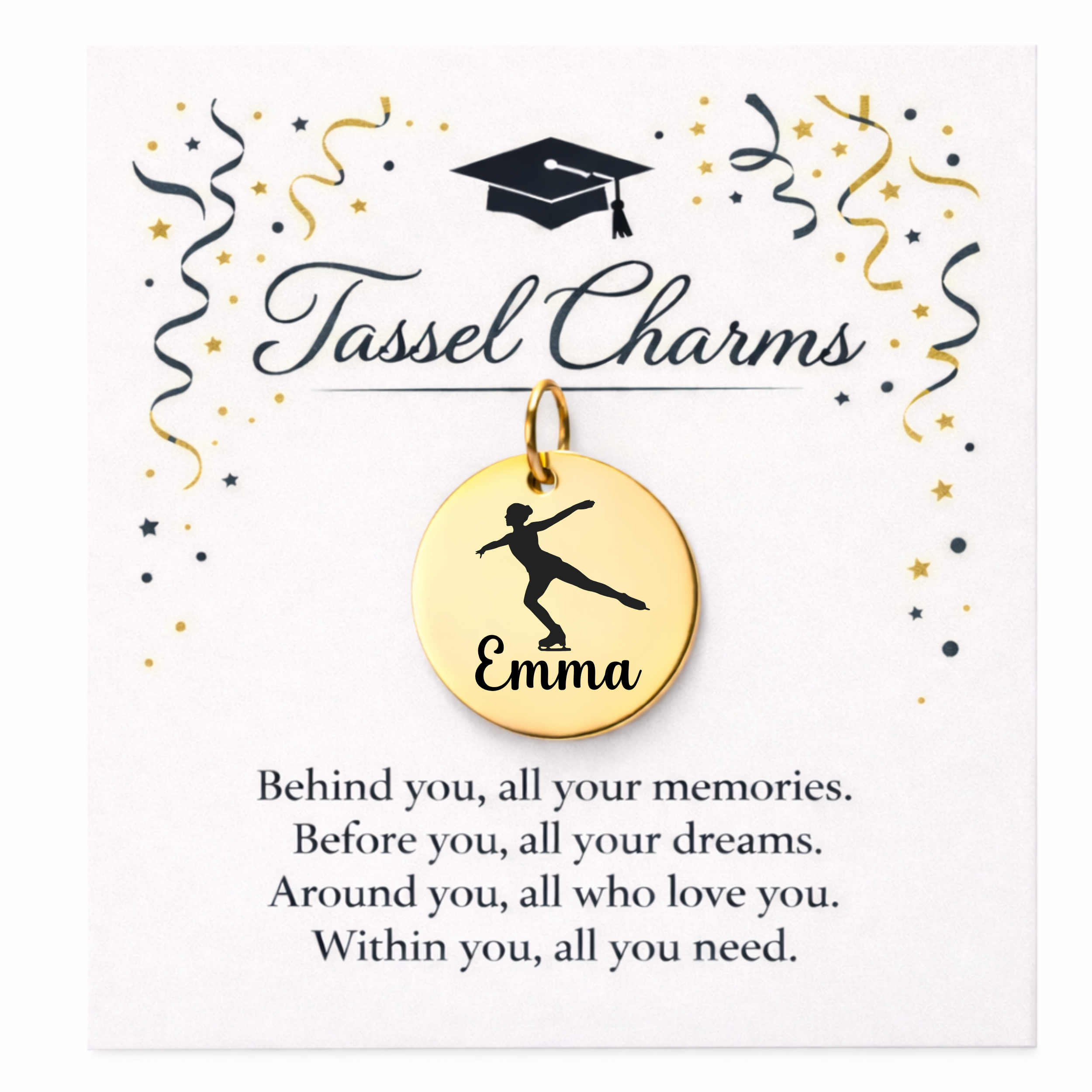 Figure Skating Engraved Tassel Charm