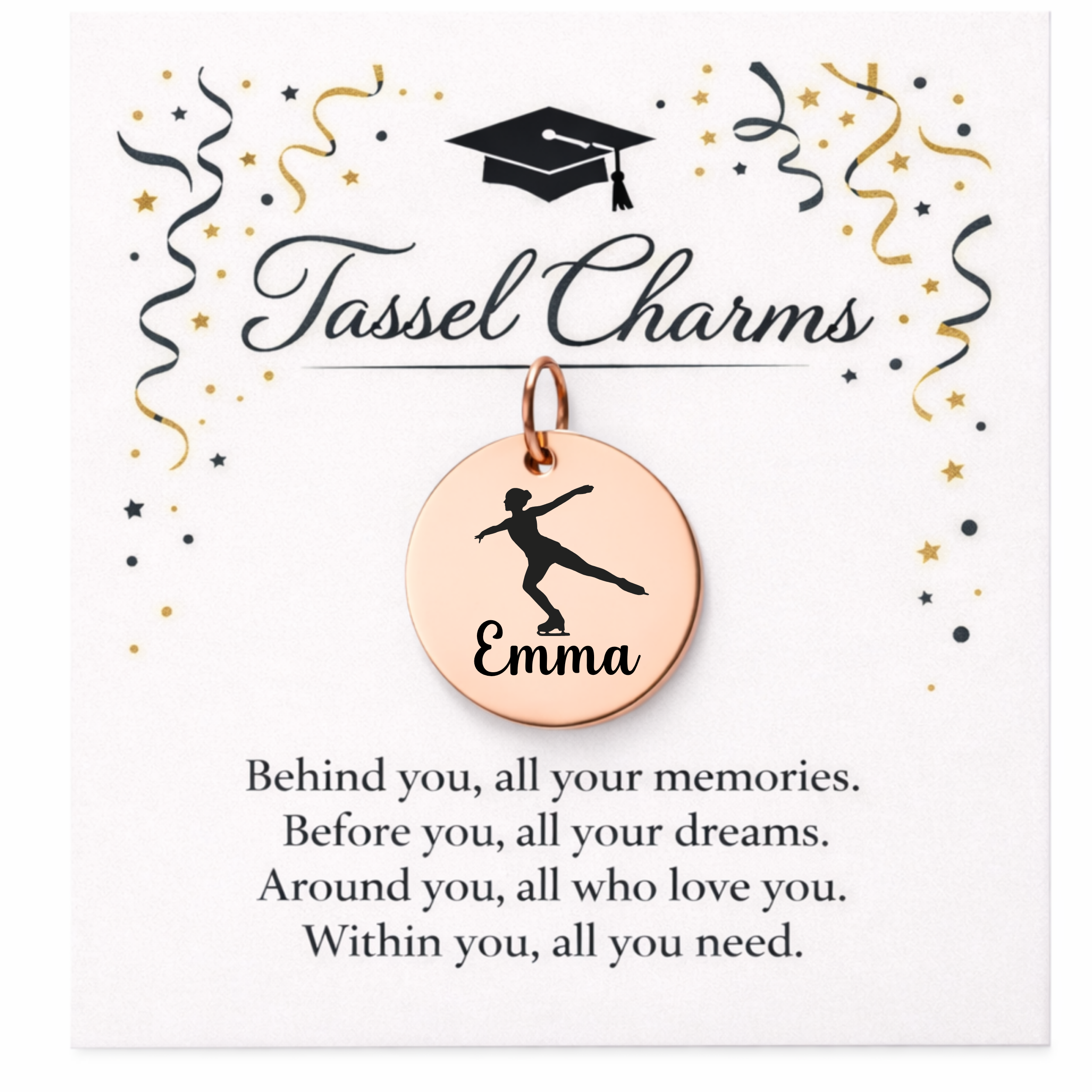 Figure Skating Engraved Tassel Charm