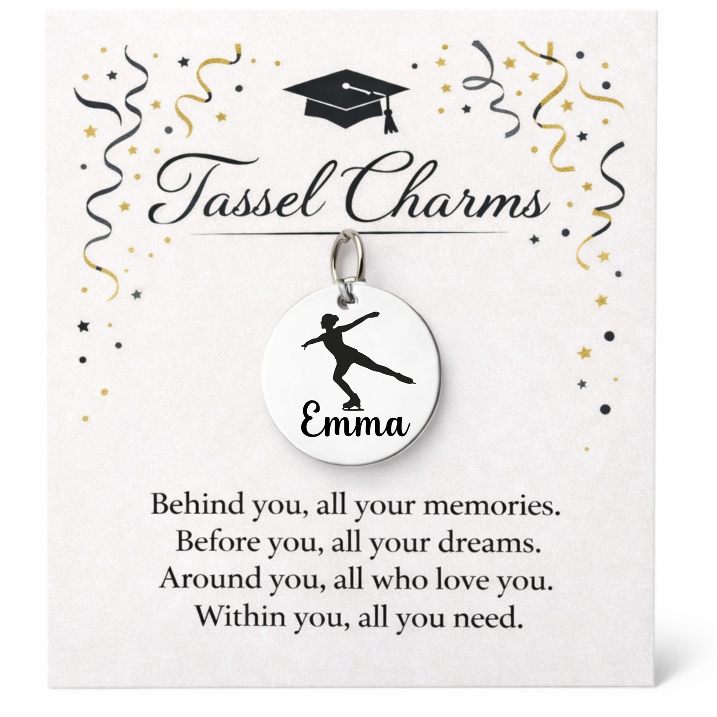 Figure Skating Engraved Tassel Charm
