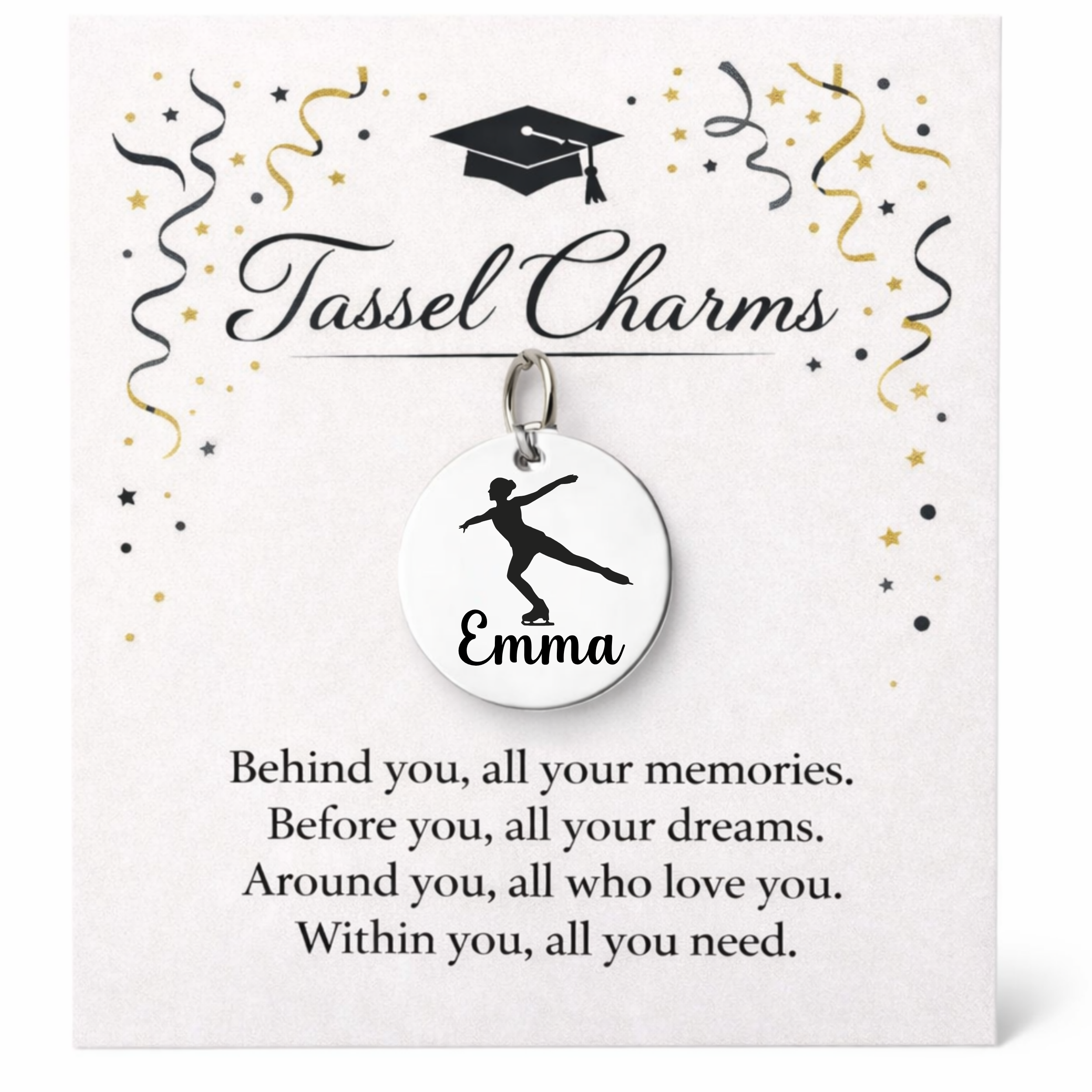 Figure Skating Engraved Tassel Charm