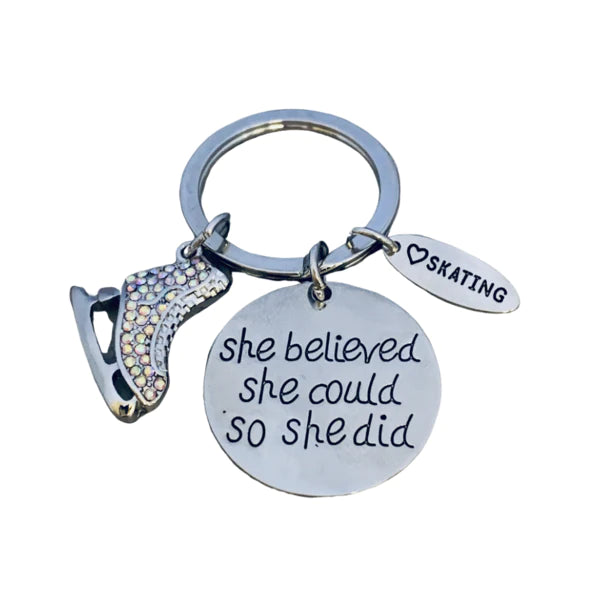 Figure Skating Keychain - She Believed She Could So She Did