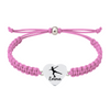 light pink bracelet with engraved stainless steel heart charm and skater shoe symbol.